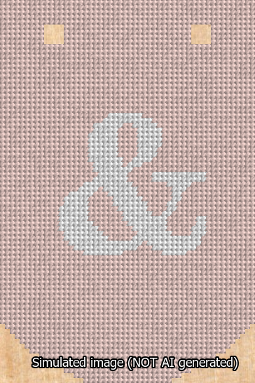 A simulated image of the stitched needlepoint design: Banner 13m Curved Ampersand White on Pink. Not A.I. generated.