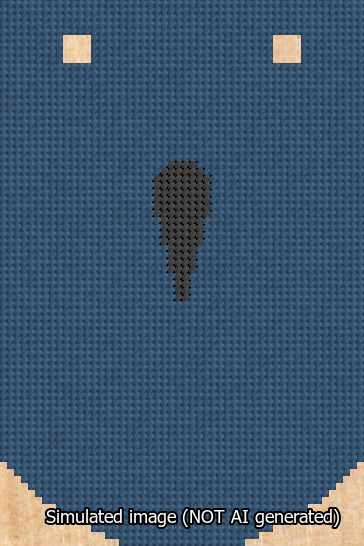 A simulated image of the stitched needlepoint design: Banner 13m Curved Apostrophe Black on Blue. Not A.I. generated.