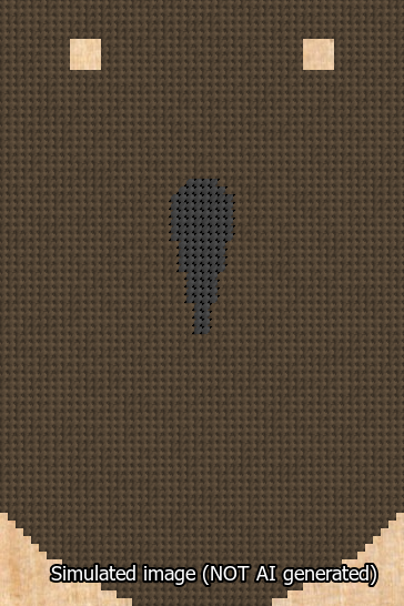 A simulated image of the stitched needlepoint design: Banner 13m Curved Apostrophe Black on Brown. Not A.I. generated.