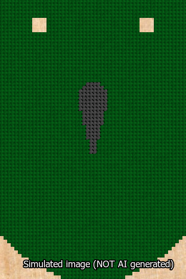 A simulated image of the stitched needlepoint design: Banner 13m Curved Apostrophe Black on Green. Not A.I. generated.