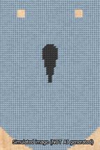 A simulated image of the stitched needlepoint design: Banner 13m Curved Apostrophe Black on Light Blue. Not A.I. generated.