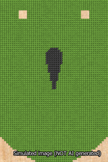 A simulated image of the stitched needlepoint design: Banner 13m Curved Apostrophe Black on Light Green. Not A.I. generated.