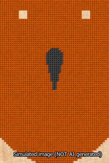 A simulated image of the stitched needlepoint design: Banner 13m Curved Apostrophe Black on Orange. Not A.I. generated.