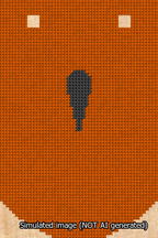 A simulated image of the stitched needlepoint design: Banner 13m Curved Apostrophe Black on Orange. Not A.I. generated.