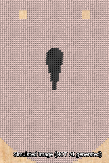 A simulated image of the stitched needlepoint design: Banner 13m Curved Apostrophe Black on Pink. Not A.I. generated.
