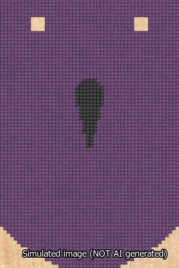 A simulated image of the stitched needlepoint design: Banner 13m Curved Apostrophe Black on Purple. Not A.I. generated.