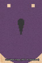 A simulated image of the stitched needlepoint design: Banner 13m Curved Apostrophe Black on Purple. Not A.I. generated.