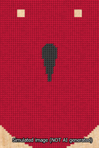 A simulated image of the stitched needlepoint design: Banner 13m Curved Apostrophe Black on Red. Not A.I. generated.
