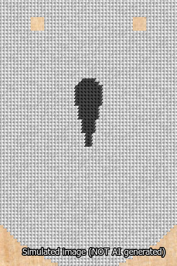 A simulated image of the stitched needlepoint design: Banner 13m Curved Apostrophe Black on White. Not A.I. generated.