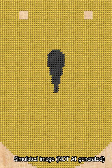 A simulated image of the stitched needlepoint design: Banner 13m Curved Apostrophe Black on Yellow. Not A.I. generated.