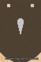 A simulated image of the stitched needlepoint design: Banner 13m Curved Apostrophe White on Brown. Not A.I. generated.