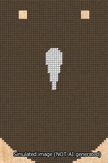 A simulated image of the stitched needlepoint design: Banner 13m Curved Apostrophe White on Brown. Not A.I. generated.