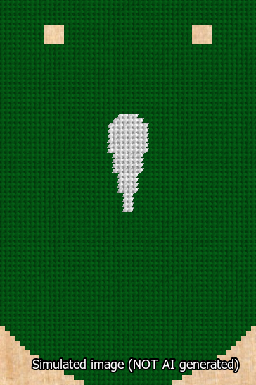 A simulated image of the stitched needlepoint design: Banner 13m Curved Apostrophe White on Green. Not A.I. generated.