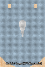 A simulated image of the stitched needlepoint design: Banner 13m Curved Apostrophe White on Light Blue. Not A.I. generated.