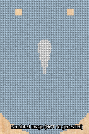 A simulated image of the stitched needlepoint design: Banner 13m Curved Apostrophe White on Light Blue. Not A.I. generated.