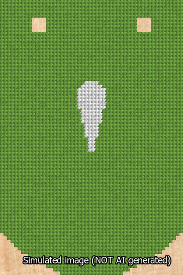 A simulated image of the stitched needlepoint design: Banner 13m Curved Apostrophe White on Light Green. Not A.I. generated.