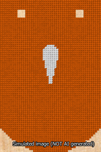 A simulated image of the stitched needlepoint design: Banner 13m Curved Apostrophe White on Orange. Not A.I. generated.