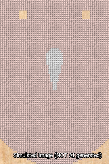 A simulated image of the stitched needlepoint design: Banner 13m Curved Apostrophe White on Pink. Not A.I. generated.