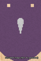 A simulated image of the stitched needlepoint design: Banner 13m Curved Apostrophe White on Purple. Not A.I. generated.