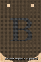 A simulated image of the stitched needlepoint design: Banner 13m Curved B Black on Brown. Not A.I. generated.