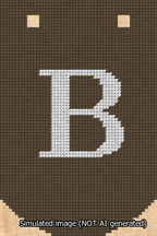 A simulated image of the stitched needlepoint design: Banner 13m Curved B White on Brown. Not A.I. generated.