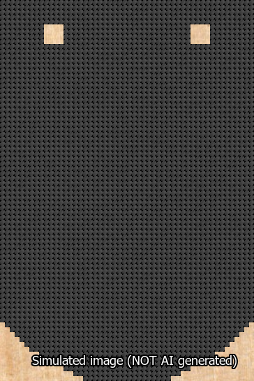 A simulated image of the stitched needlepoint design: Banner 13m Curved Blank Black. Not A.I. generated.