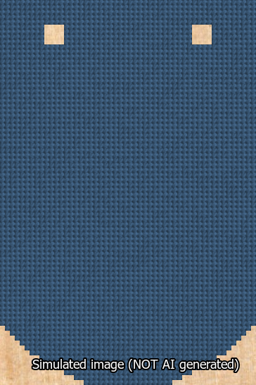 A simulated image of the stitched needlepoint design: Banner 13m Curved Blank Blue. Not A.I. generated.