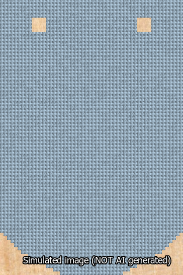 A simulated image of the stitched needlepoint design: Banner 13m Curved Blank Light Blue. Not A.I. generated.