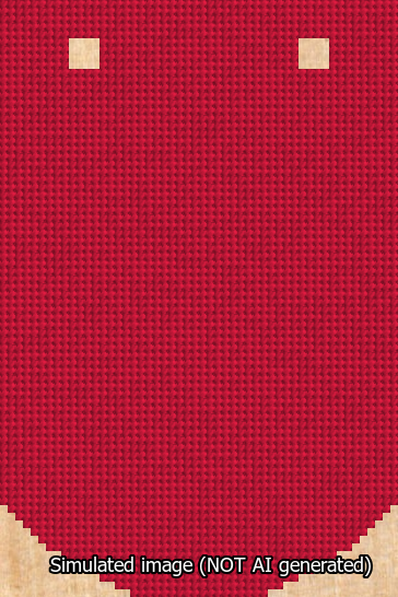A simulated image of the stitched needlepoint design: Banner 13m Curved Blank Red. Not A.I. generated.