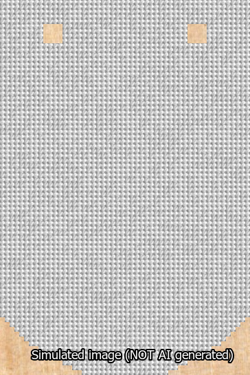 A simulated image of the stitched needlepoint design: Banner 13m Curved Blank White. Not A.I. generated.