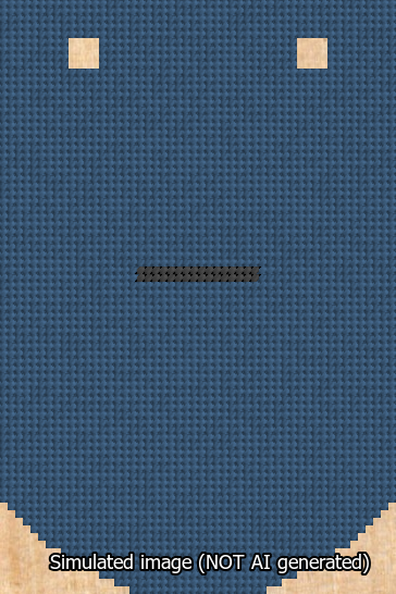 A simulated image of the stitched needlepoint design: Banner 13m Curved Dash Black on Blue. Not A.I. generated.