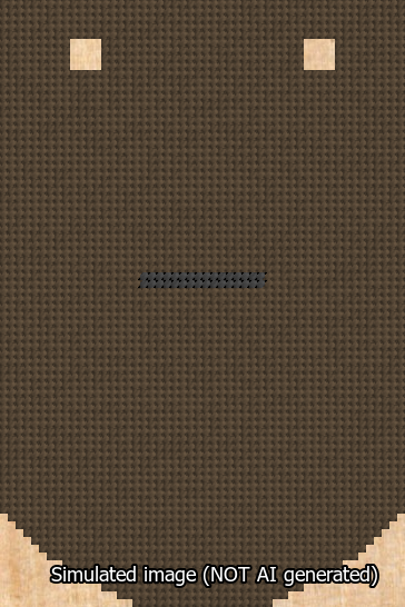 A simulated image of the stitched needlepoint design: Banner 13m Curved Dash Black on Brown. Not A.I. generated.