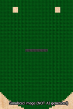 A simulated image of the stitched needlepoint design: Banner 13m Curved Dash Black on Green. Not A.I. generated.