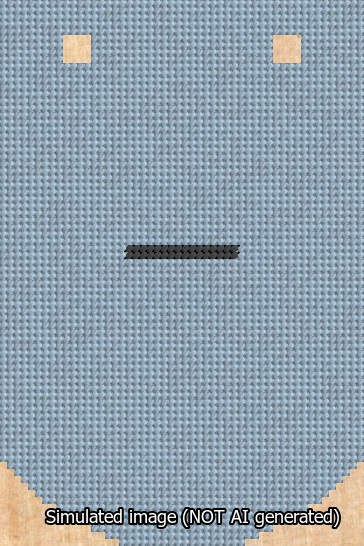 A simulated image of the stitched needlepoint design: Banner 13m Curved Dash Black on Light Blue. Not A.I. generated.
