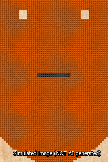 A simulated image of the stitched needlepoint design: Banner 13m Curved Dash Black on Orange. Not A.I. generated.
