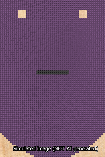 A simulated image of the stitched needlepoint design: Banner 13m Curved Dash Black on Purple. Not A.I. generated.