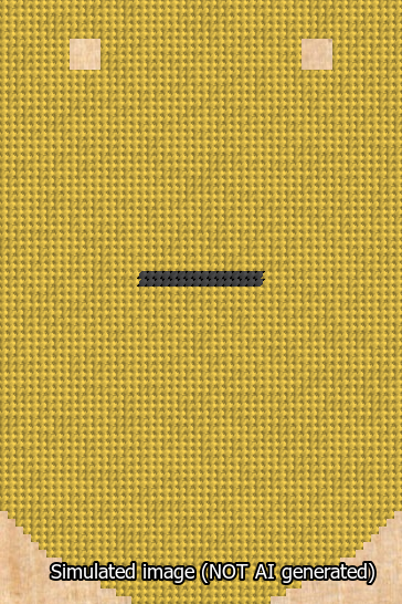 A simulated image of the stitched needlepoint design: Banner 13m Curved Dash Black on Yellow. Not A.I. generated.