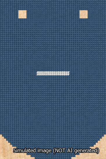 A simulated image of the stitched needlepoint design: Banner 13m Curved Dash White on Blue. Not A.I. generated.