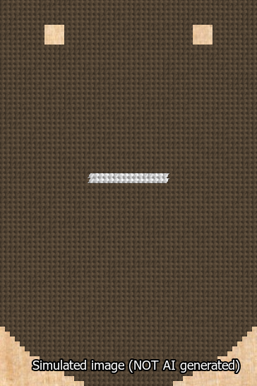 A simulated image of the stitched needlepoint design: Banner 13m Curved Dash White on Brown. Not A.I. generated.