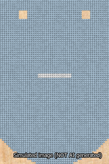 A simulated image of the stitched needlepoint design: Banner 13m Curved Dash White on Light Blue. Not A.I. generated.