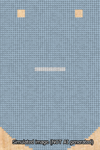 A simulated image of the stitched needlepoint design: Banner 13m Curved Dash White on Light Blue. Not A.I. generated.