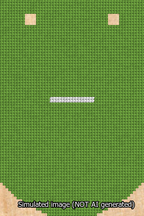 A simulated image of the stitched needlepoint design: Banner 13m Curved Dash White on Light Green. Not A.I. generated.