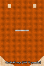 A simulated image of the stitched needlepoint design: Banner 13m Curved Dash White on Orange. Not A.I. generated.