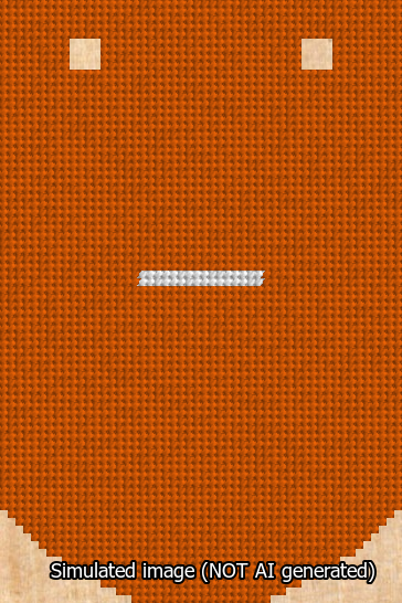 A simulated image of the stitched needlepoint design: Banner 13m Curved Dash White on Orange. Not A.I. generated.