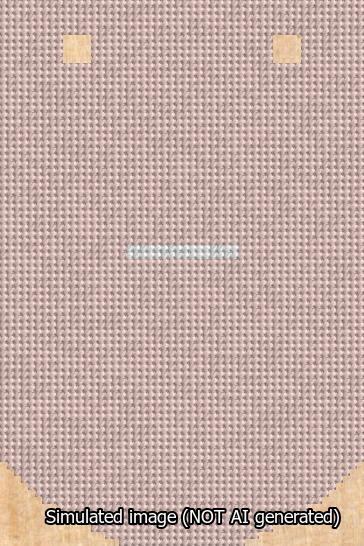 A simulated image of the stitched needlepoint design: Banner 13m Curved Dash White on Pink. Not A.I. generated.