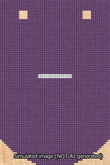 A simulated image of the stitched needlepoint design: Banner 13m Curved Dash White on Purple. Not A.I. generated.