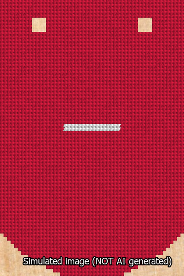 A simulated image of the stitched needlepoint design: Banner 13m Curved Dash White on Red. Not A.I. generated.