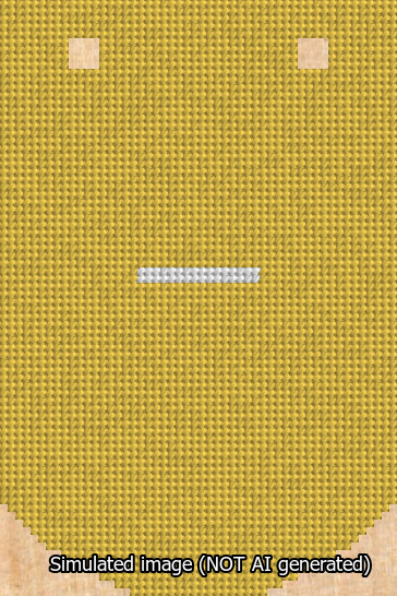 A simulated image of the stitched needlepoint design: Banner 13m Curved Dash White on Yellow. Not A.I. generated.