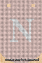 A simulated image of the stitched needlepoint design: Banner 13m Curved N White on Pink. Not A.I. generated.