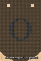 A simulated image of the stitched needlepoint design: Banner 13m Curved O Black on Brown. Not A.I. generated.